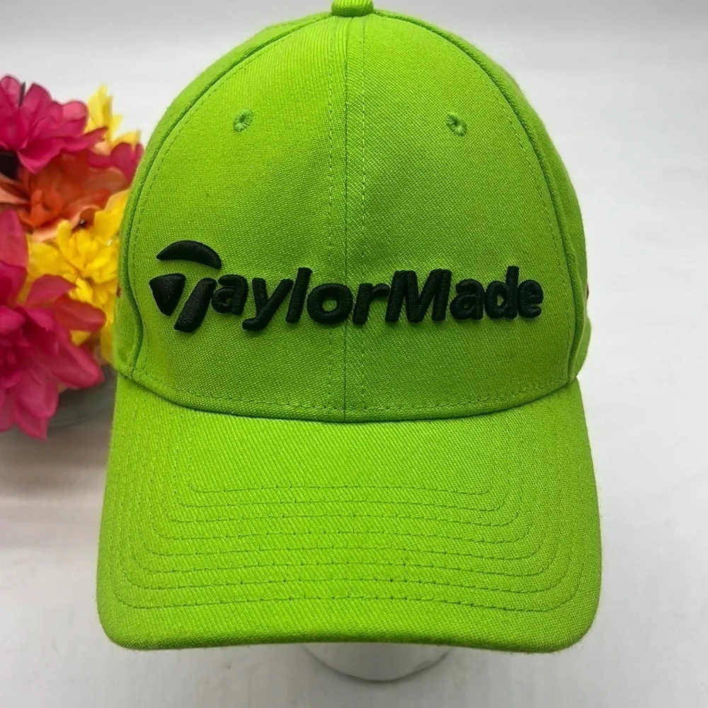 Taylor Made New Era Neon Green Hat Black Logo Hat Size Medium Large HT4664C